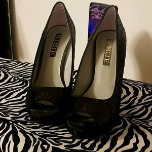 Vera Wang glitter peep toe